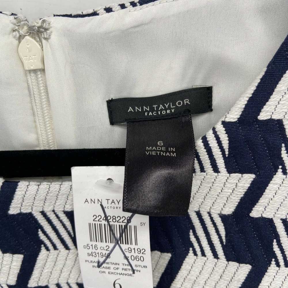 Ann Taylor Factory Blue White Herringbone Dress - Picture 5 of 6